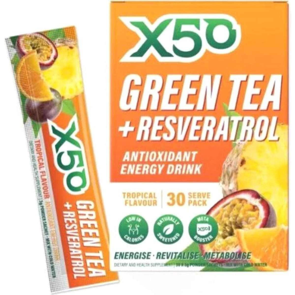 X50 Green Tea + Resveratrol30 ServesTropical Woolworths