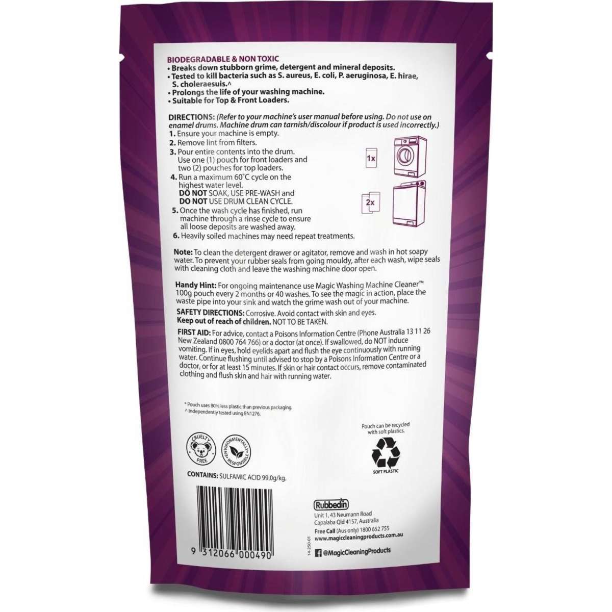 Rubbedin Heavy Duty Washing Machine Disinfectant 250g Woolworths