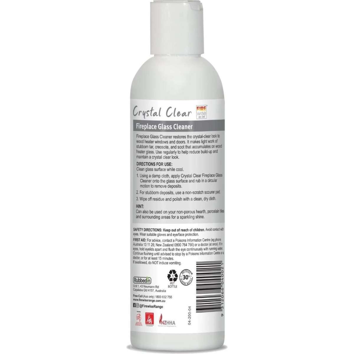 Rubbedin Crystal Clear Fireplace Glass Cleaner 200mL Woolworths