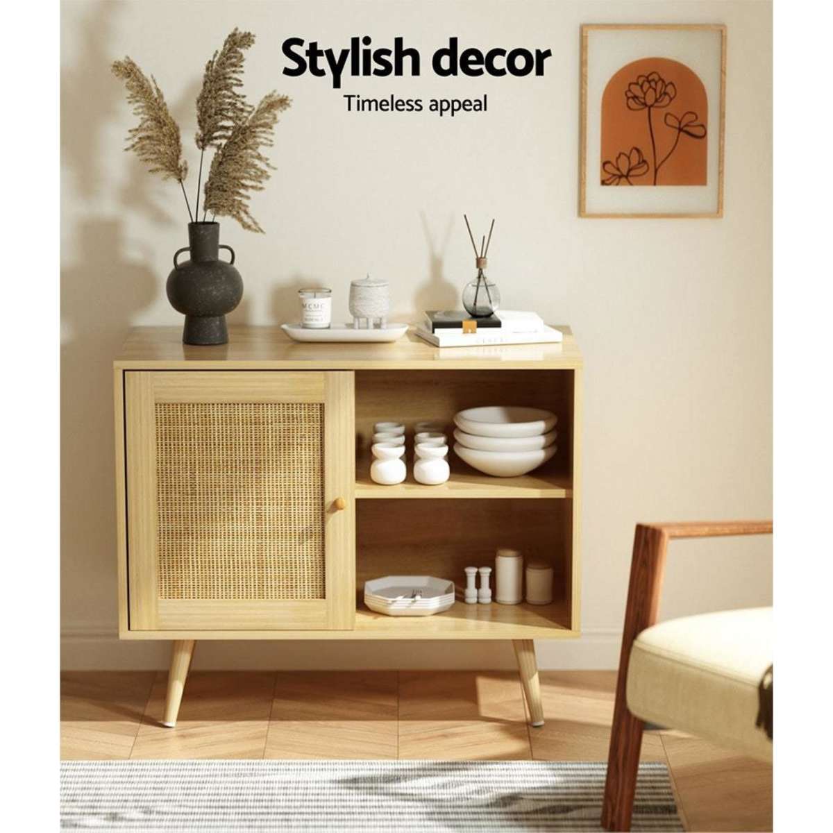Artiss Rattan Buffet Sideboard Storage Shelves Woolworths