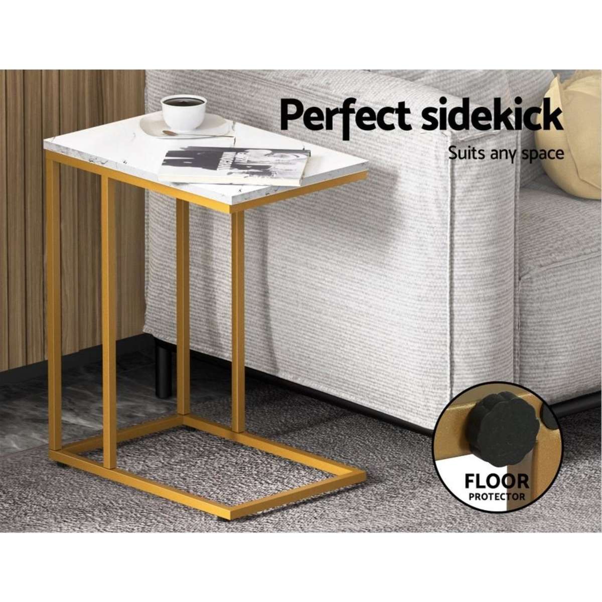 Artiss Coffee Table Side Table Marble Effect Emma Woolworths