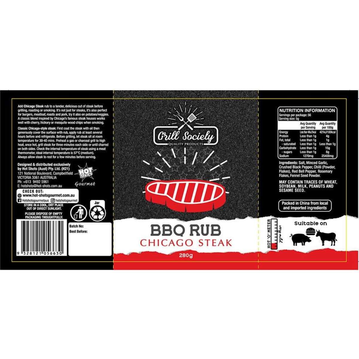 Grill Society BBQ Rub Chicago Steak 280g Woolworths
