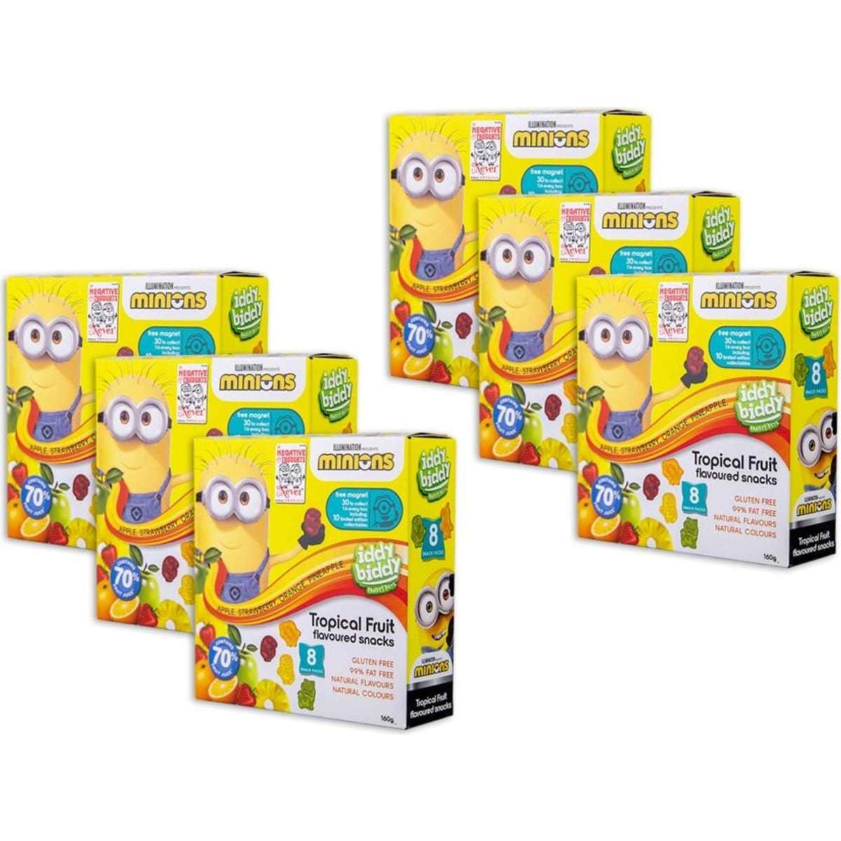 Iddy Biddy Fruity Bites Minions Tropical Gummy Fruit Snack Packs 160g