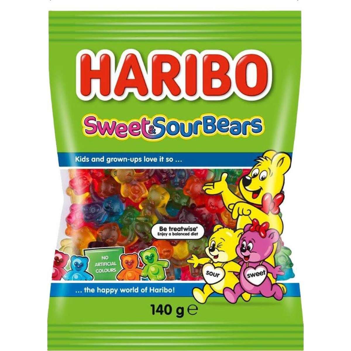 Haribo Sweet & Sour Bears Gummies Bag 140g 4PK | Woolworths