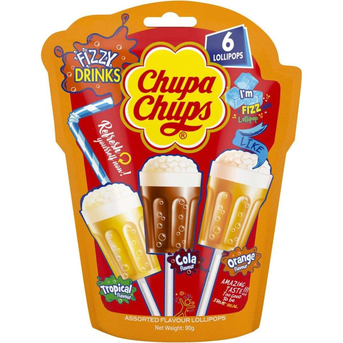 Chupa Chups Fizzy Drinks Flavoured Lollipops 90g 4pk | Woolworths