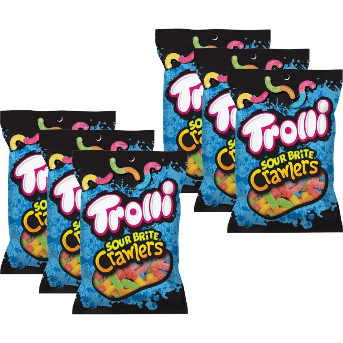 Trolli Gummy Worms Sour Brite Crawlers Candy Bag 113g 6PK | Woolworths