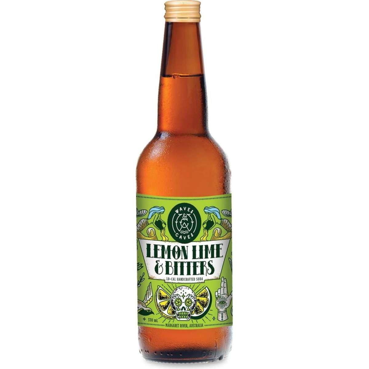 Waves & Caves Lemon, Lime & Bitters 330ml x 12 Woolworths