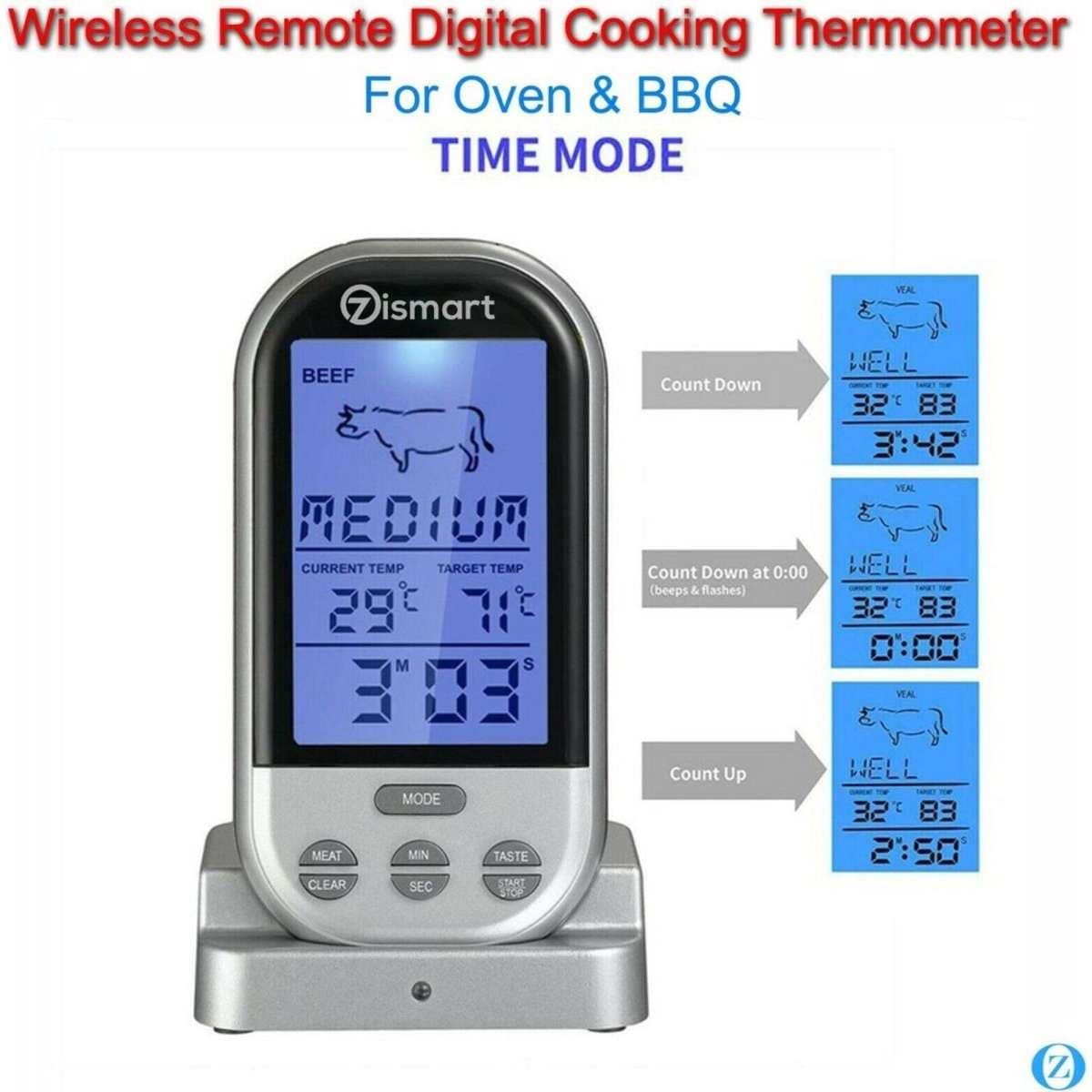 Food Meat Oven BBQ Thermometer Digital Wireless Remote Probe Cooking