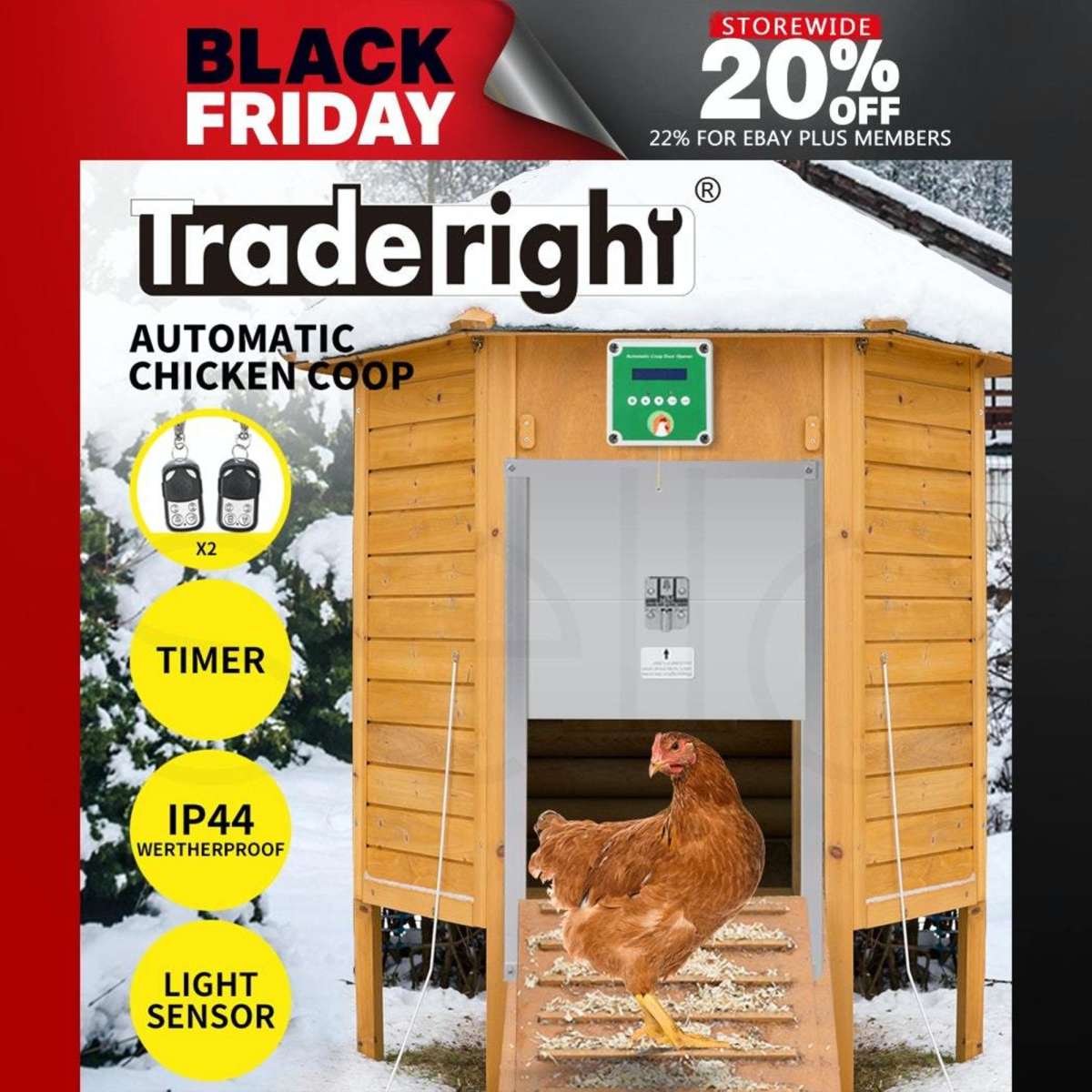 Traderight Automatic Chicken Coop Door Opener Timer Auto Light Sensor Waterproof Woolworths