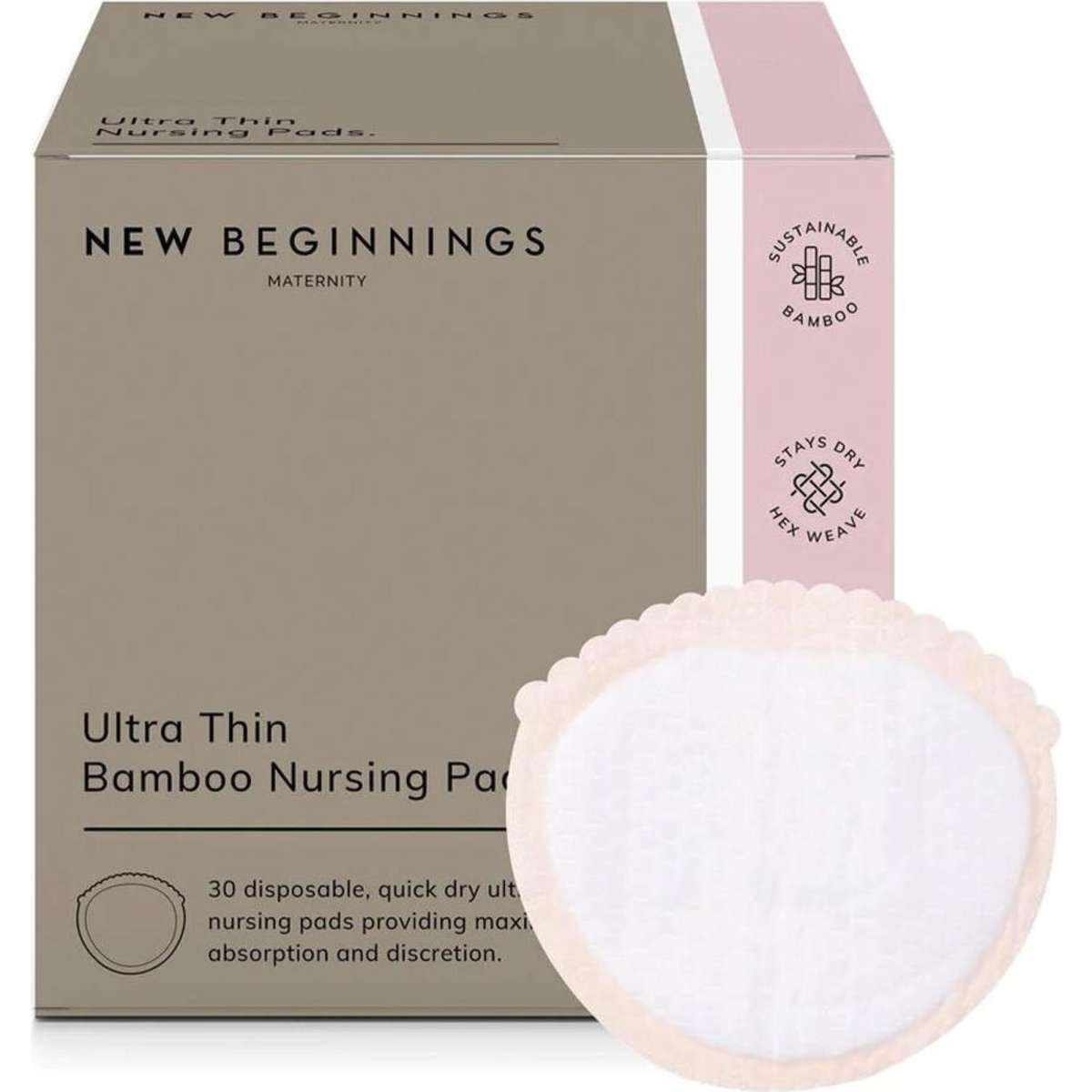 New Beginnings Maternity Ultra Thin Bamboo Nursing Breast Pads 3x 30pc