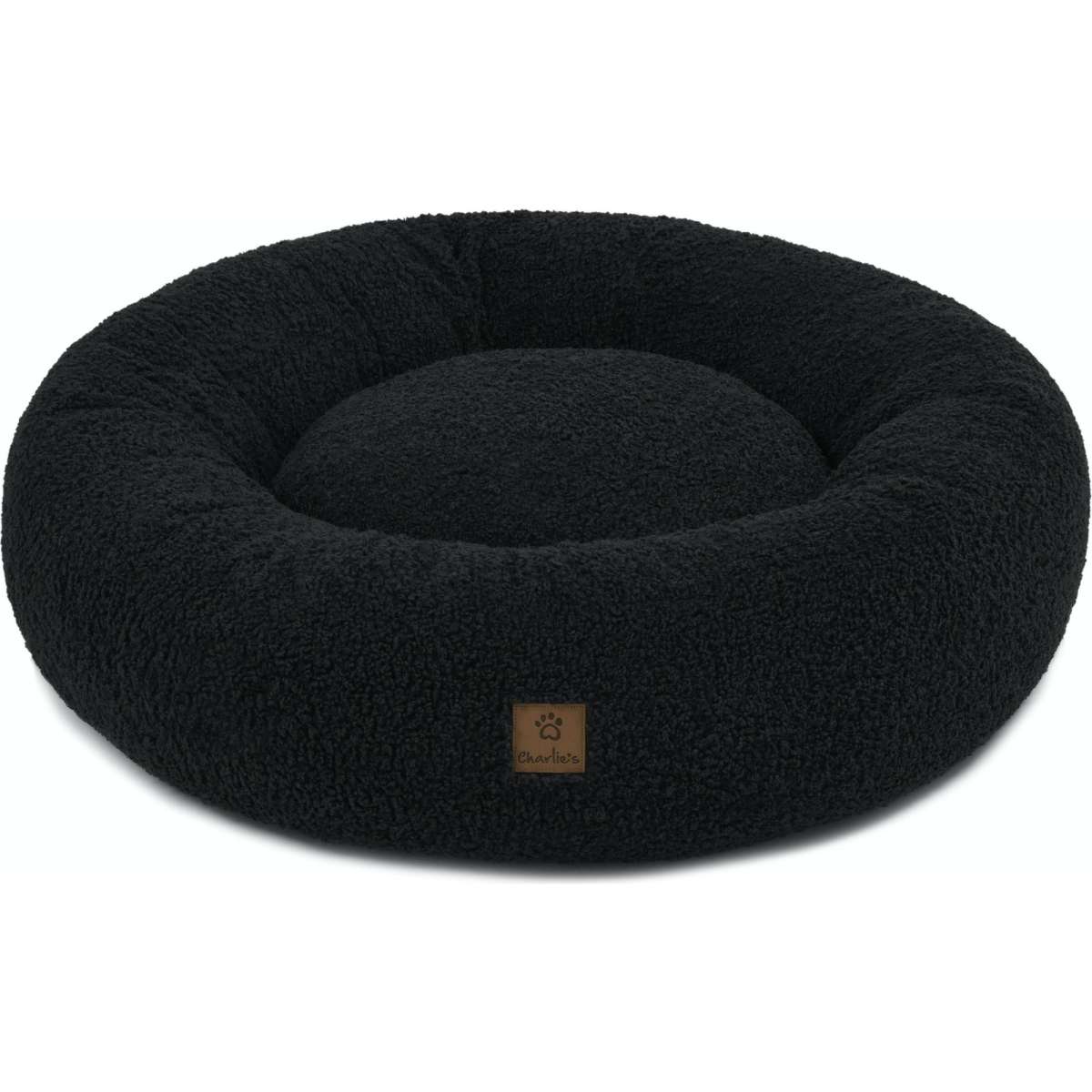 Charlie's Teddy Fleece Round Calming Dog Bed Charcoal Large 90x90x25cm