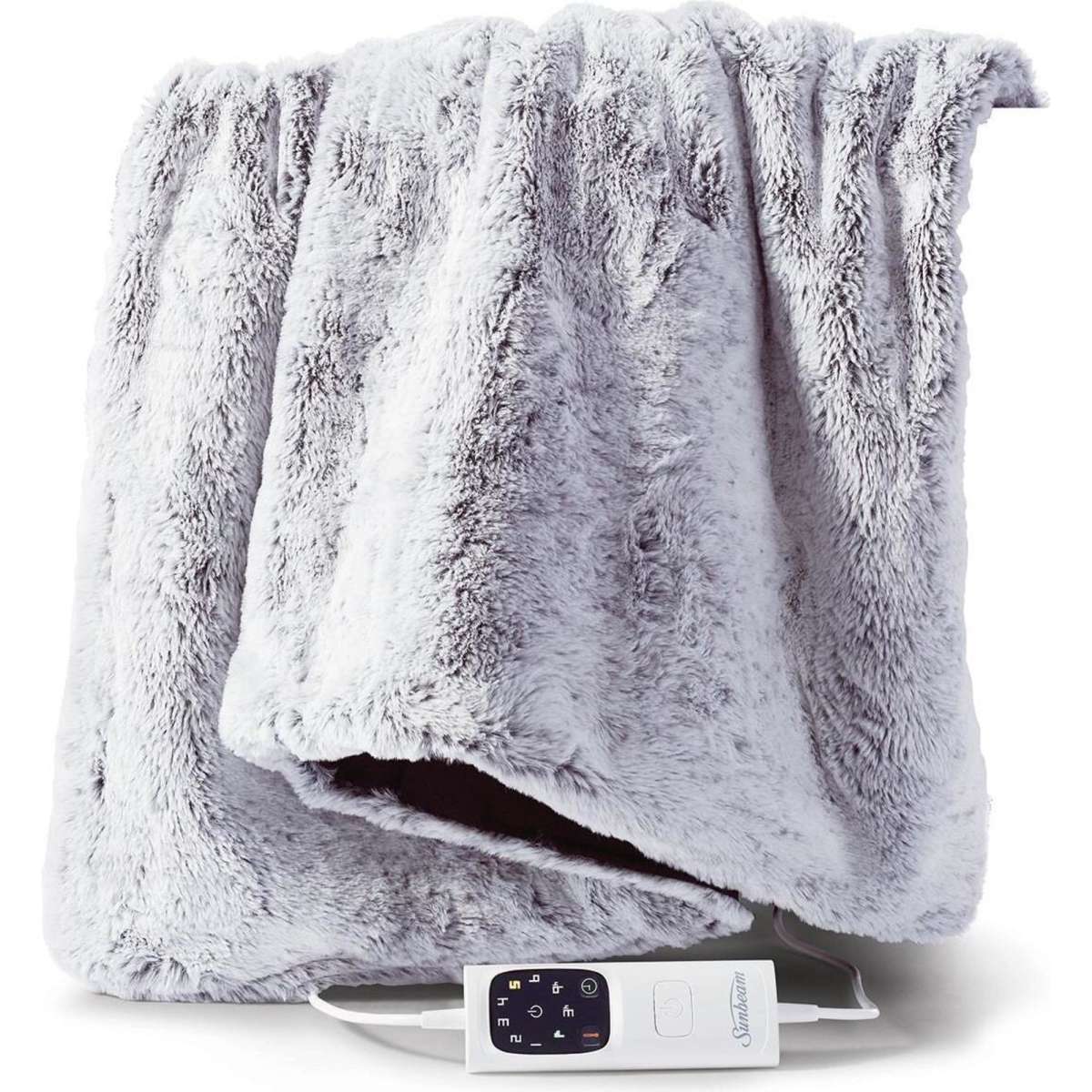 Sunbeam Feel Perfect Faux Fur Heated Throw Woolworths
