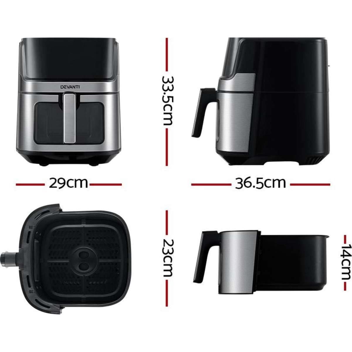 Devanti Air Fryer 6.5L LCD Fryers Clear Window Woolworths