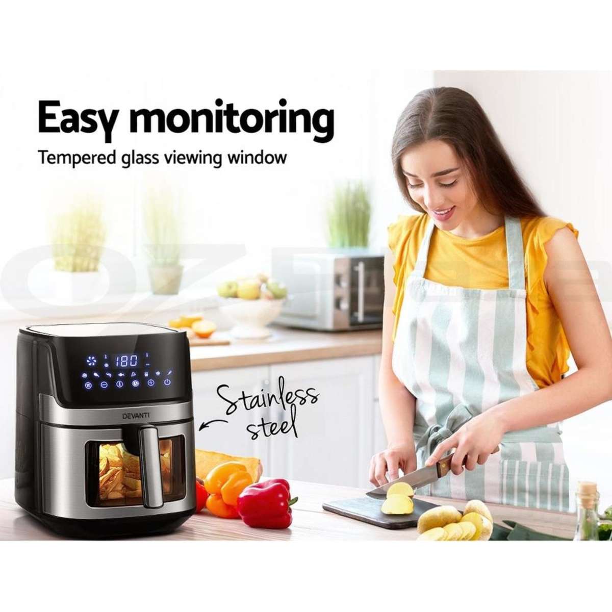 Devanti Air Fryer 6.5L LCD Fryers Clear Window Woolworths
