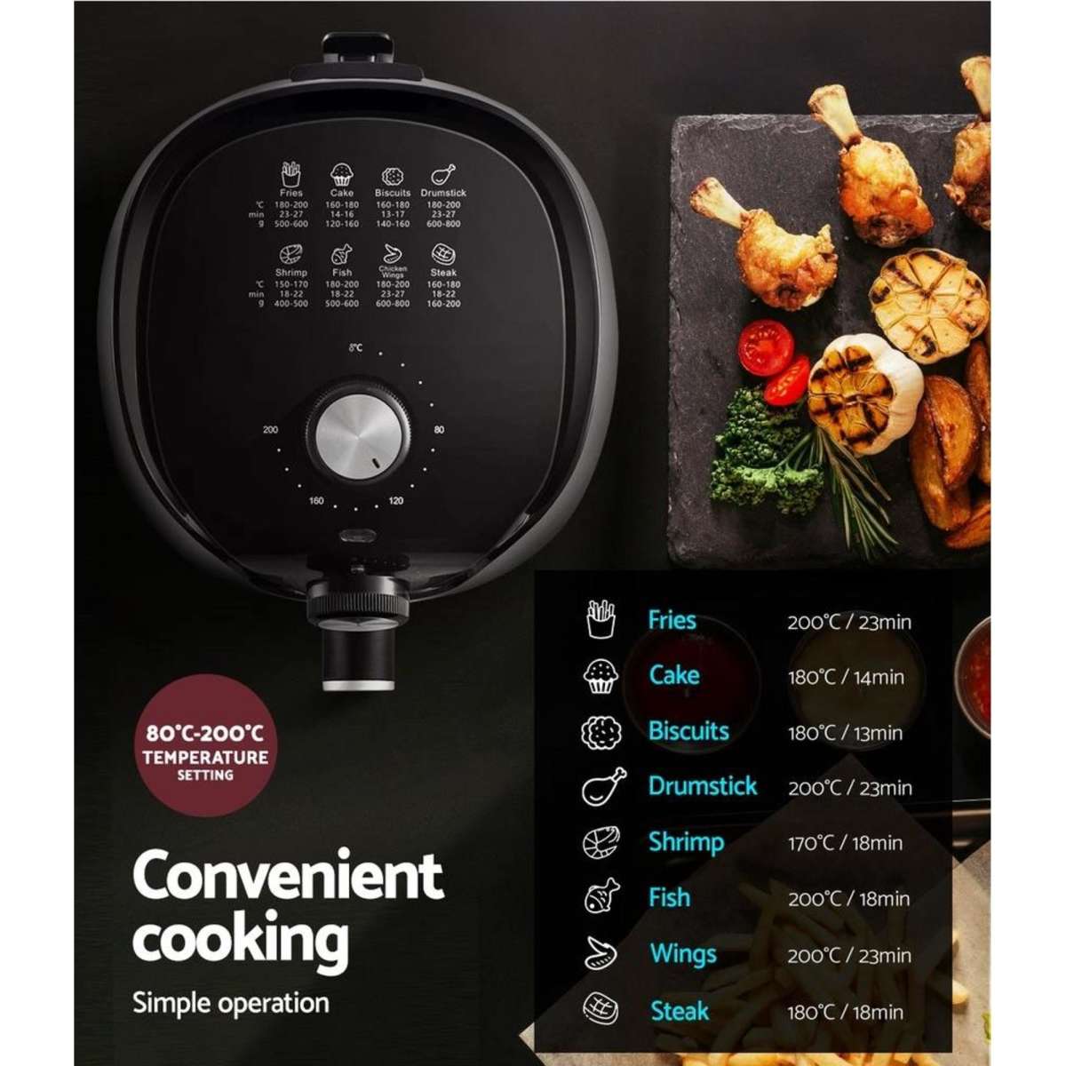 Devanti Air Fryer 2.5L Knob Fryers Woolworths