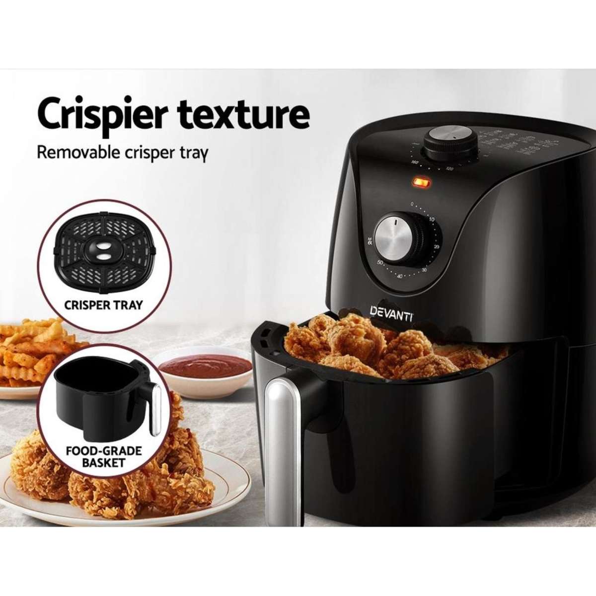 Devanti Air Fryer 2.5L Knob Fryers Woolworths