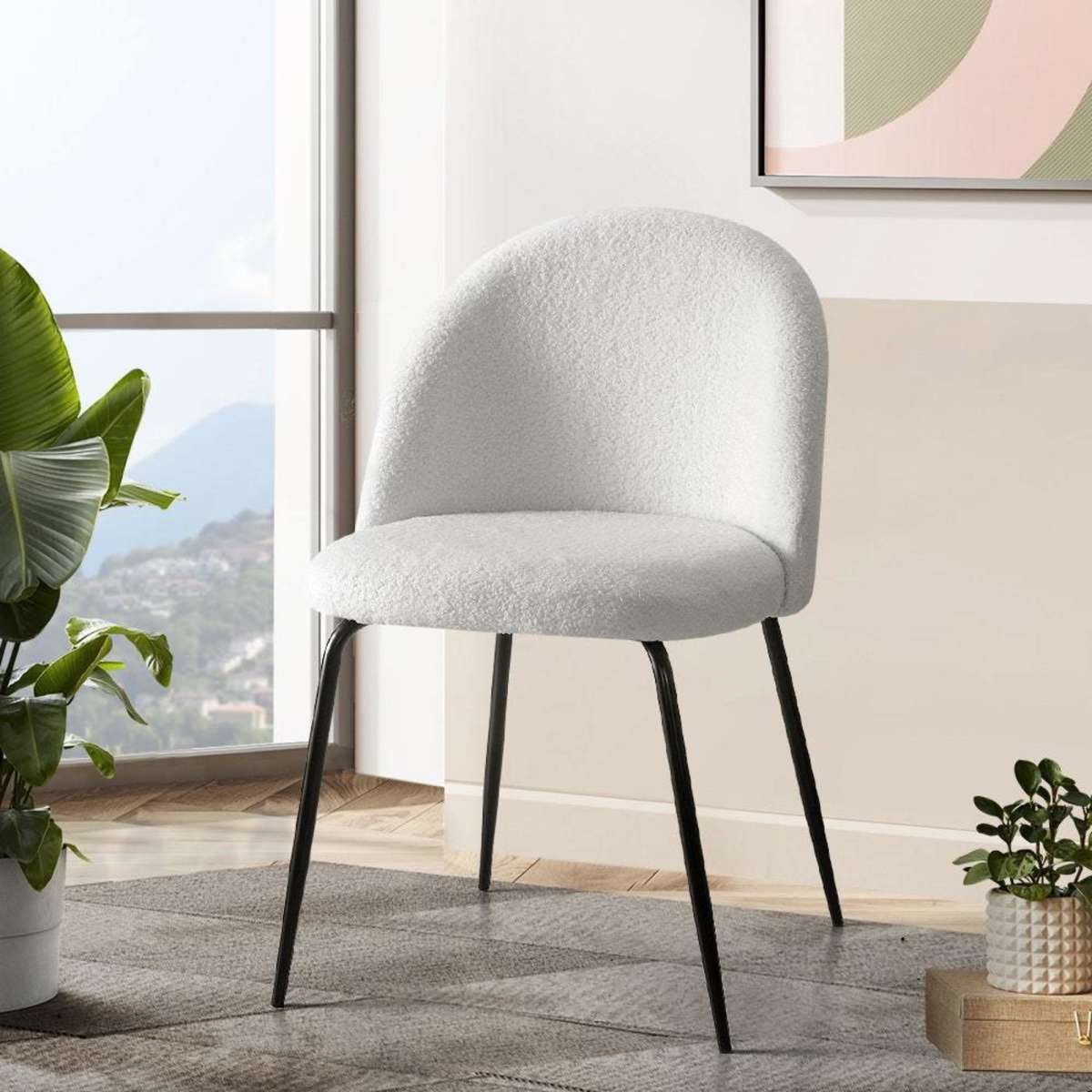 Artiss Dining Chairs Accent Chairs Armchair Kitchen Sherpa Boucle Chair
