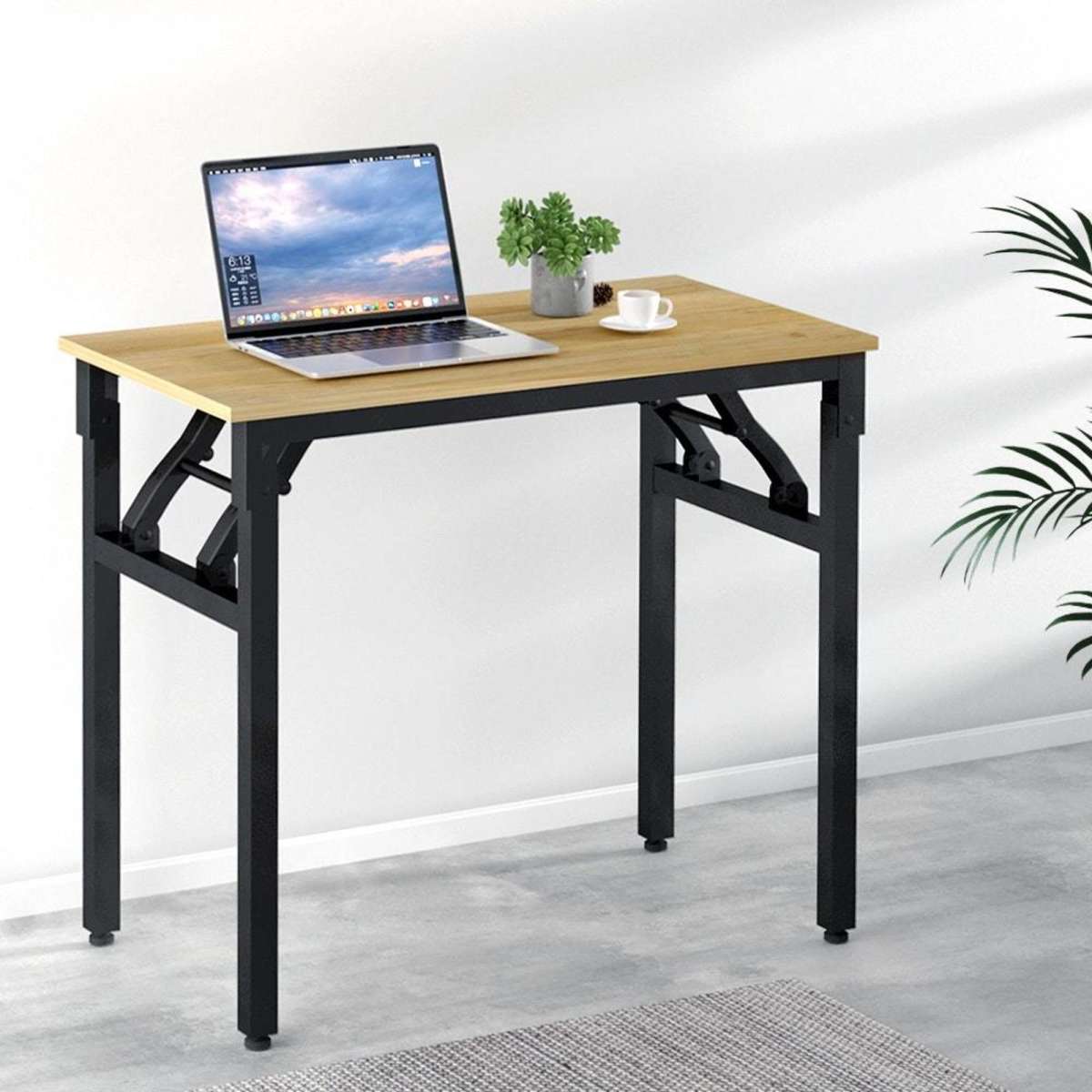 Artiss Folding Computer Desk Oak | Woolworths