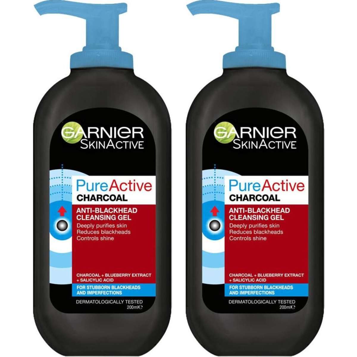 Garnier Pure Active Charcoal Anti Blackhead Cleansing Gel 2PK 200ml
