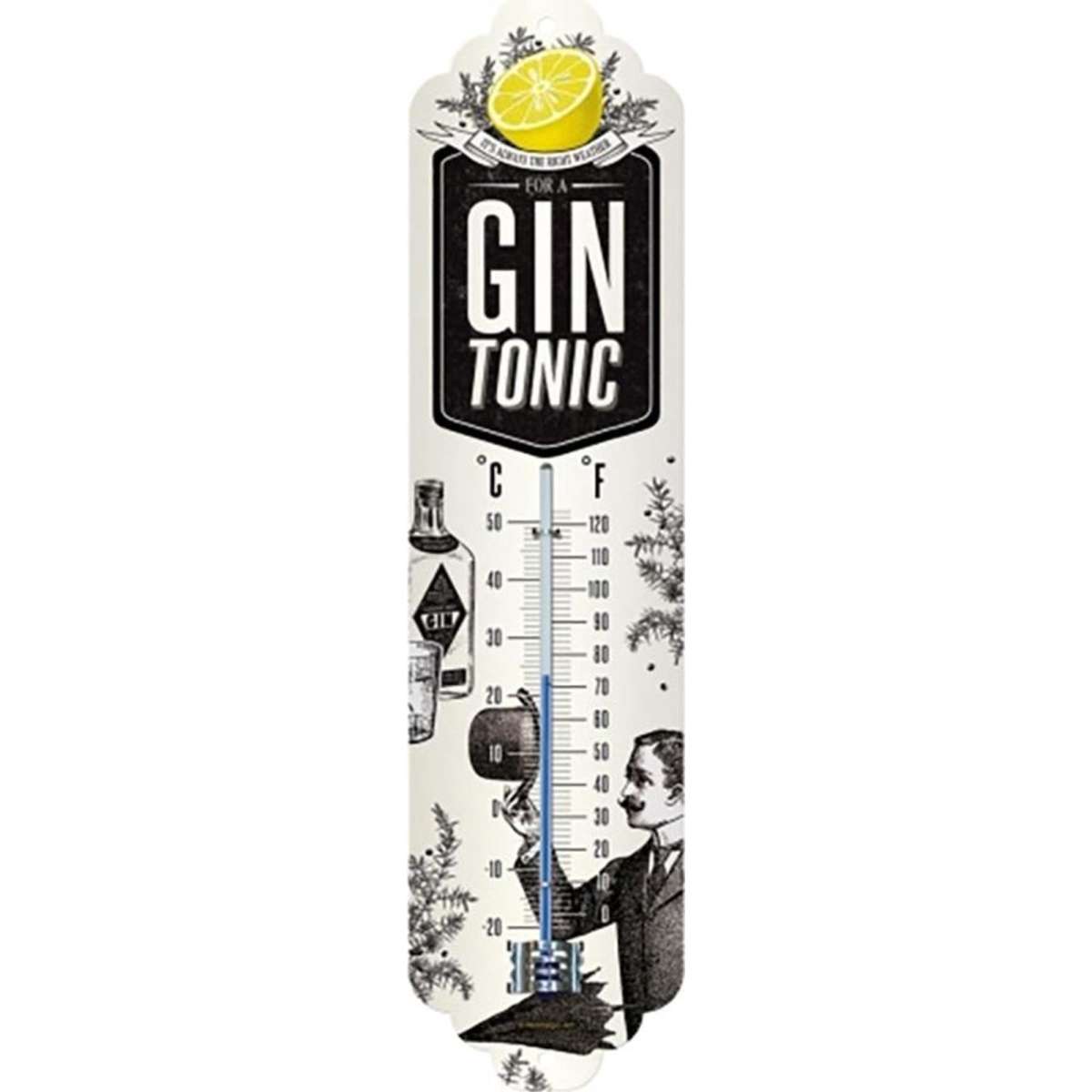 Nostalgic Art Wall Thermometer Metal Gin & Tonic Weather 28x6.5cm
