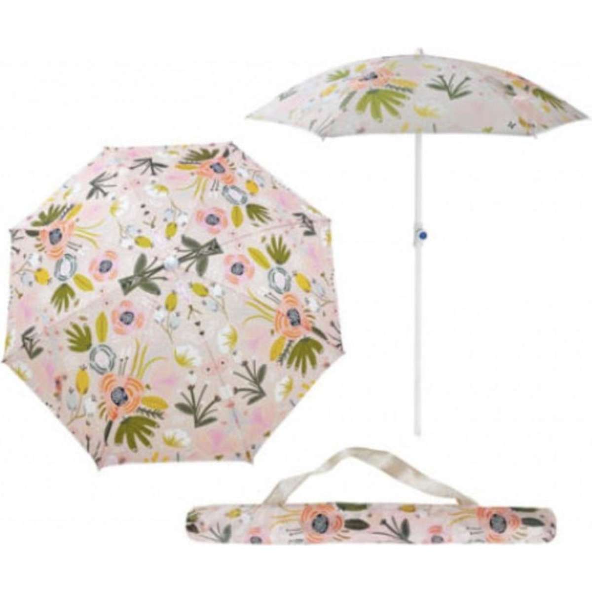 Good Vibes UPF50+ UV 180cm Beach Umbrella Peony Bloom Woolworths