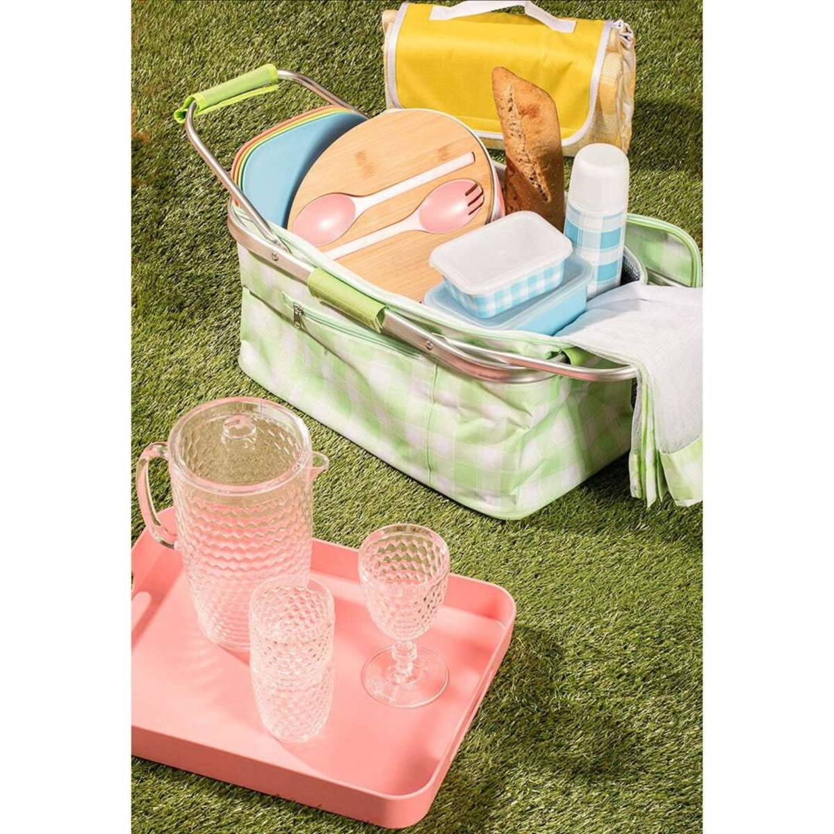 Porta Delilah Picnic Basket w/ Carry Handle Pink 46x24cm Woolworths