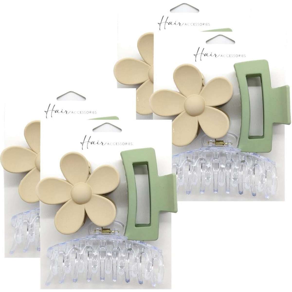 Hair Accessories Melrose Clips Daisy Greens Styling Accessory 4x 3pc