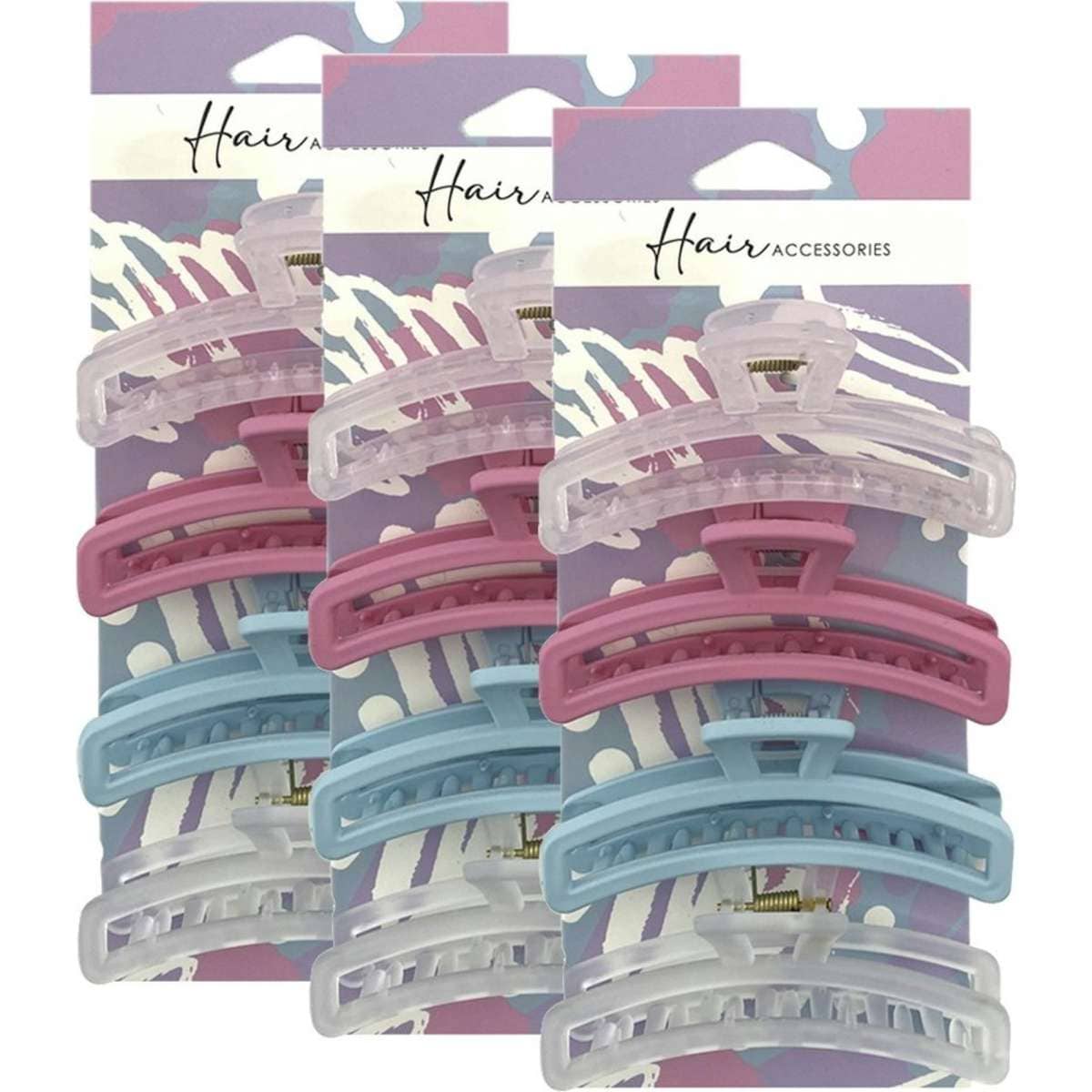 Hair Accessories Melrose Clips Curve Pastel Mix Accessory 3x 4pc 10cm