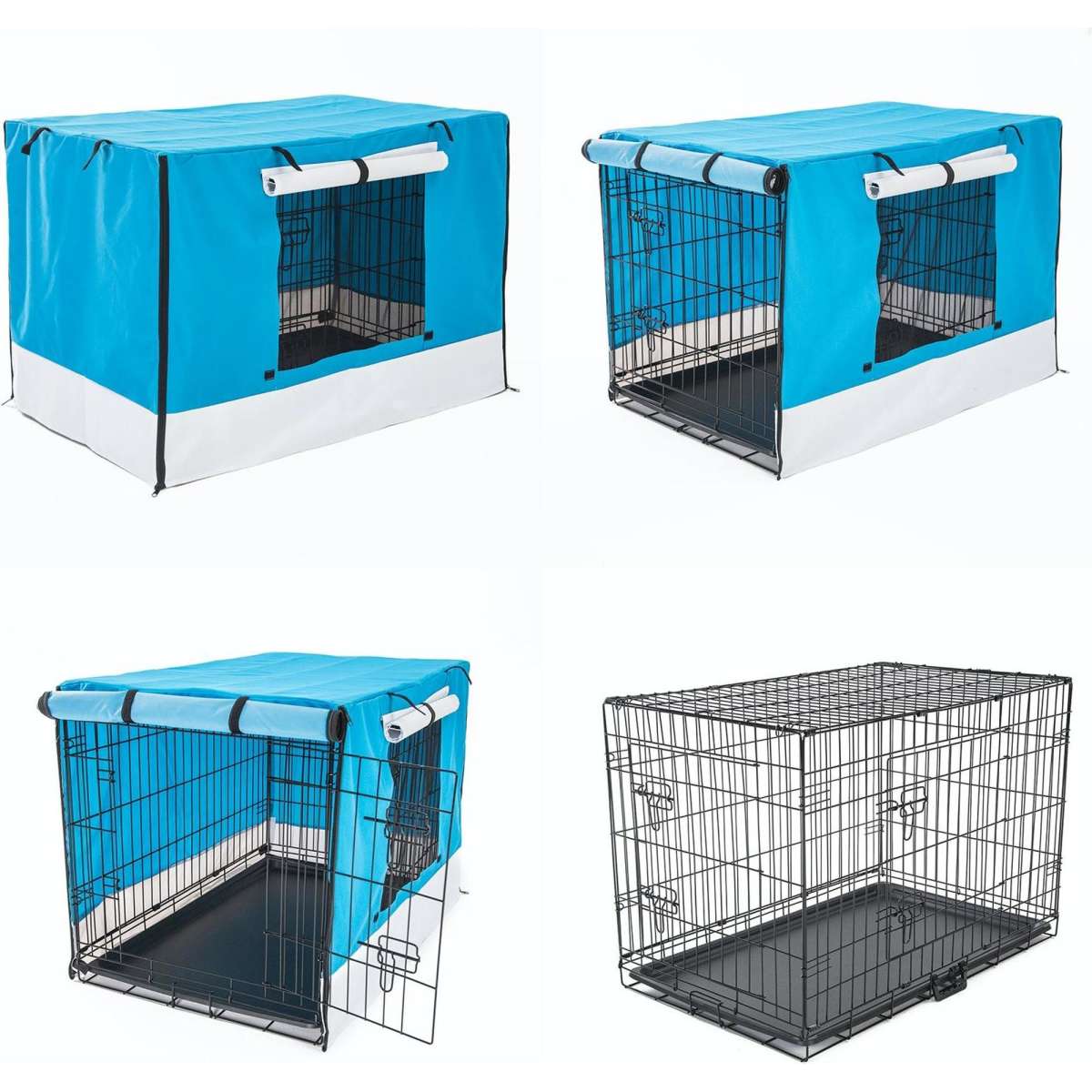 Paw Mate Wire Dog Cage Foldable Crate Kennel 36in with Tray + Blue