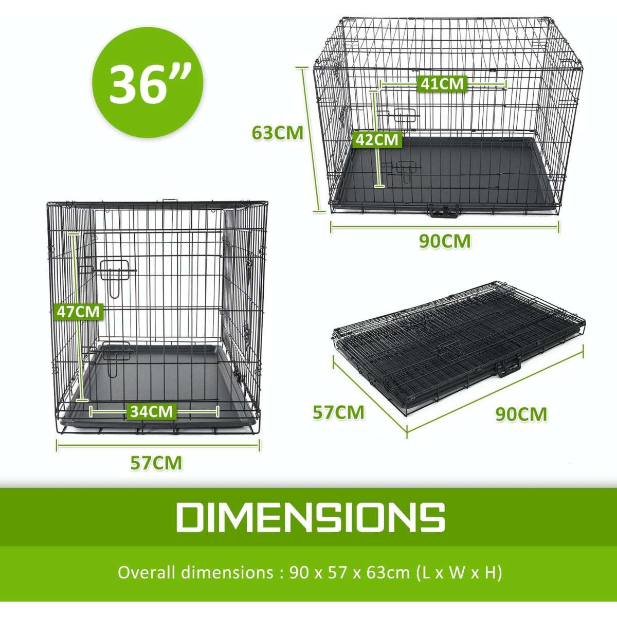 Paw Mate Wire Dog Cage Foldable Crate Kennel 36in with Tray + Pink