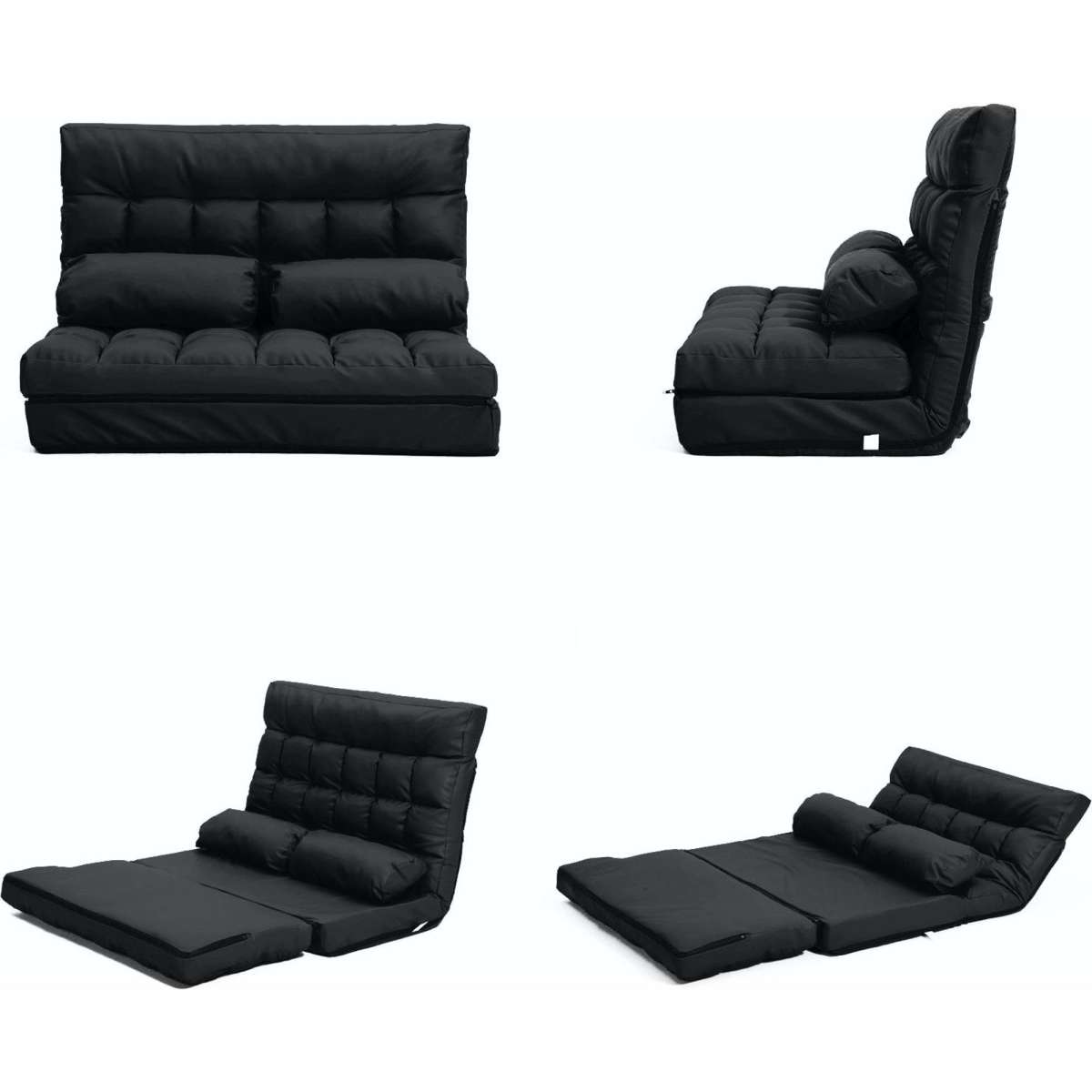 La Bella Double Seat Couch Bed Black Sofa Gemini Leather Woolworths