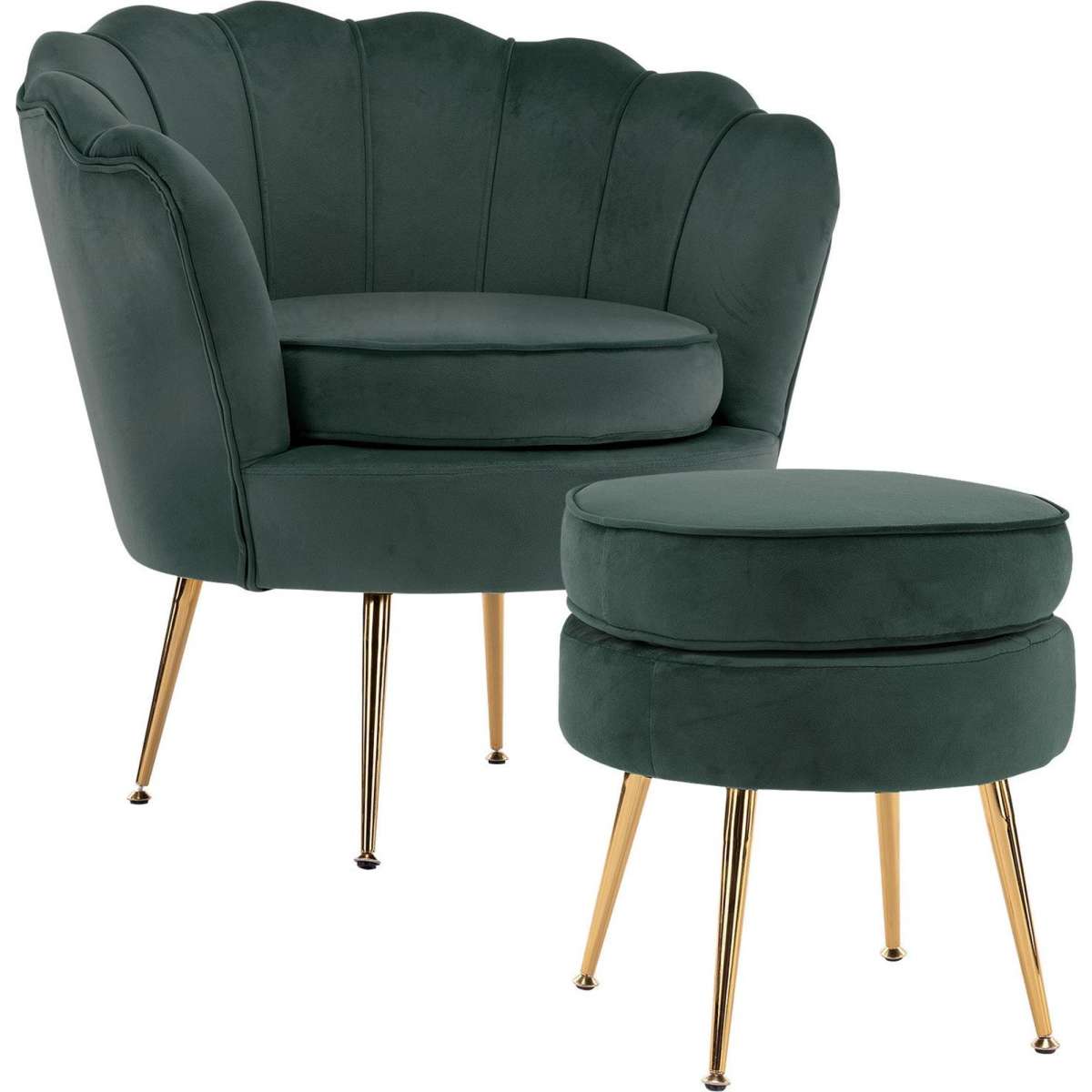 Green armchair and discount footstool