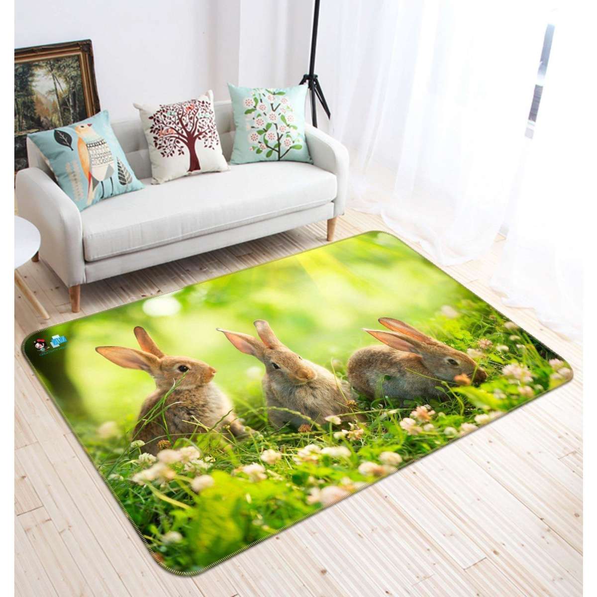 AJ Wallpaper 3D Rabbit Grazing 542 Non Slip Rug Mat Room Mat Quality