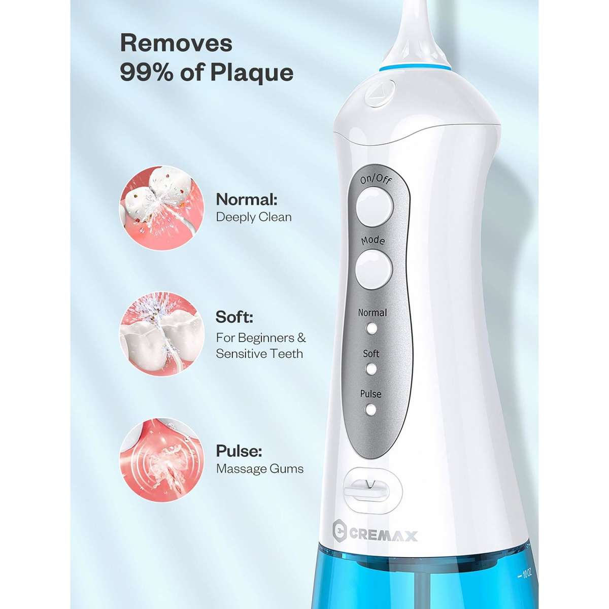 Cremax Dental Water Flosser Cordless Portable Ultra Oral Irrigator