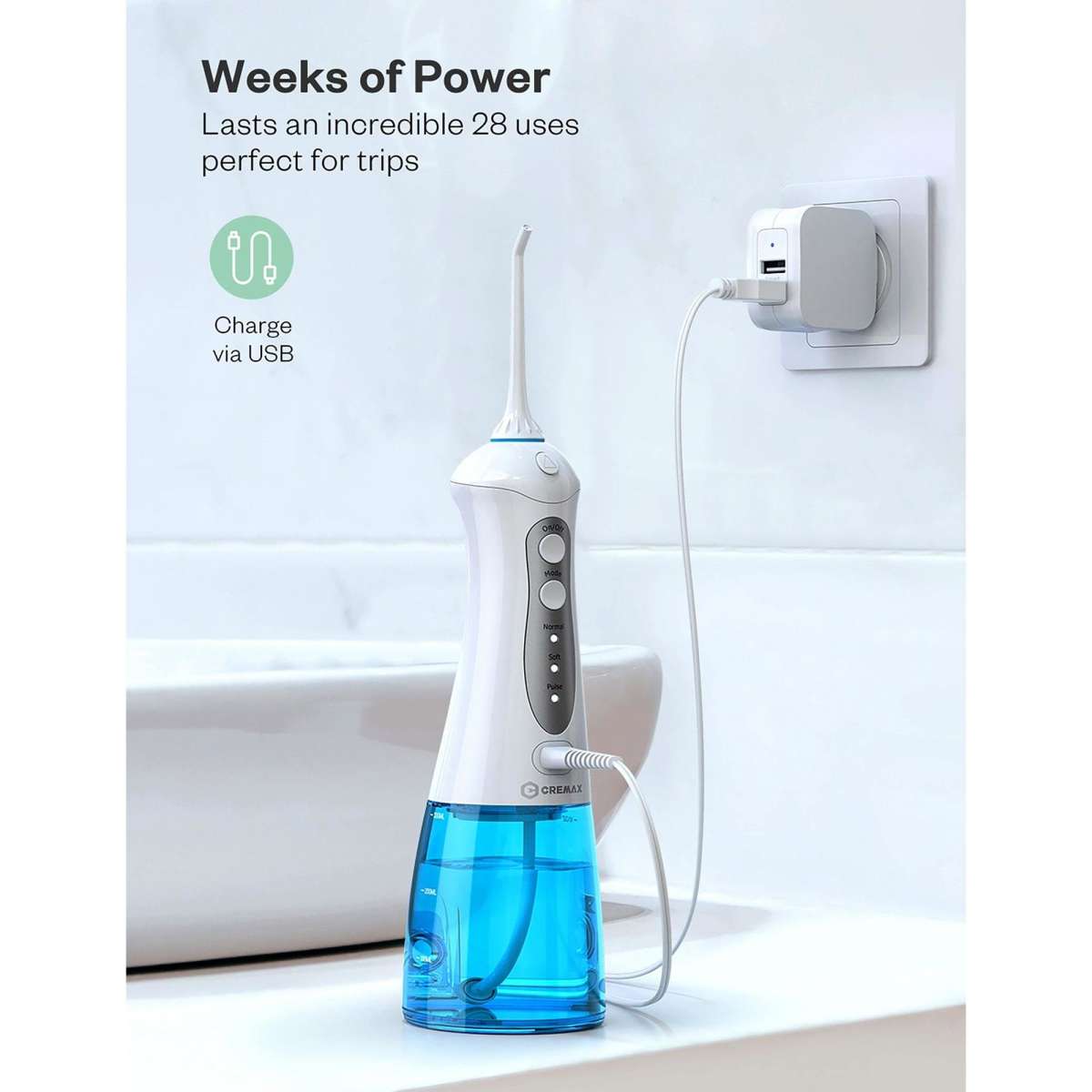 Cremax Dental Water Flosser Cordless Portable Ultra Oral Irrigator