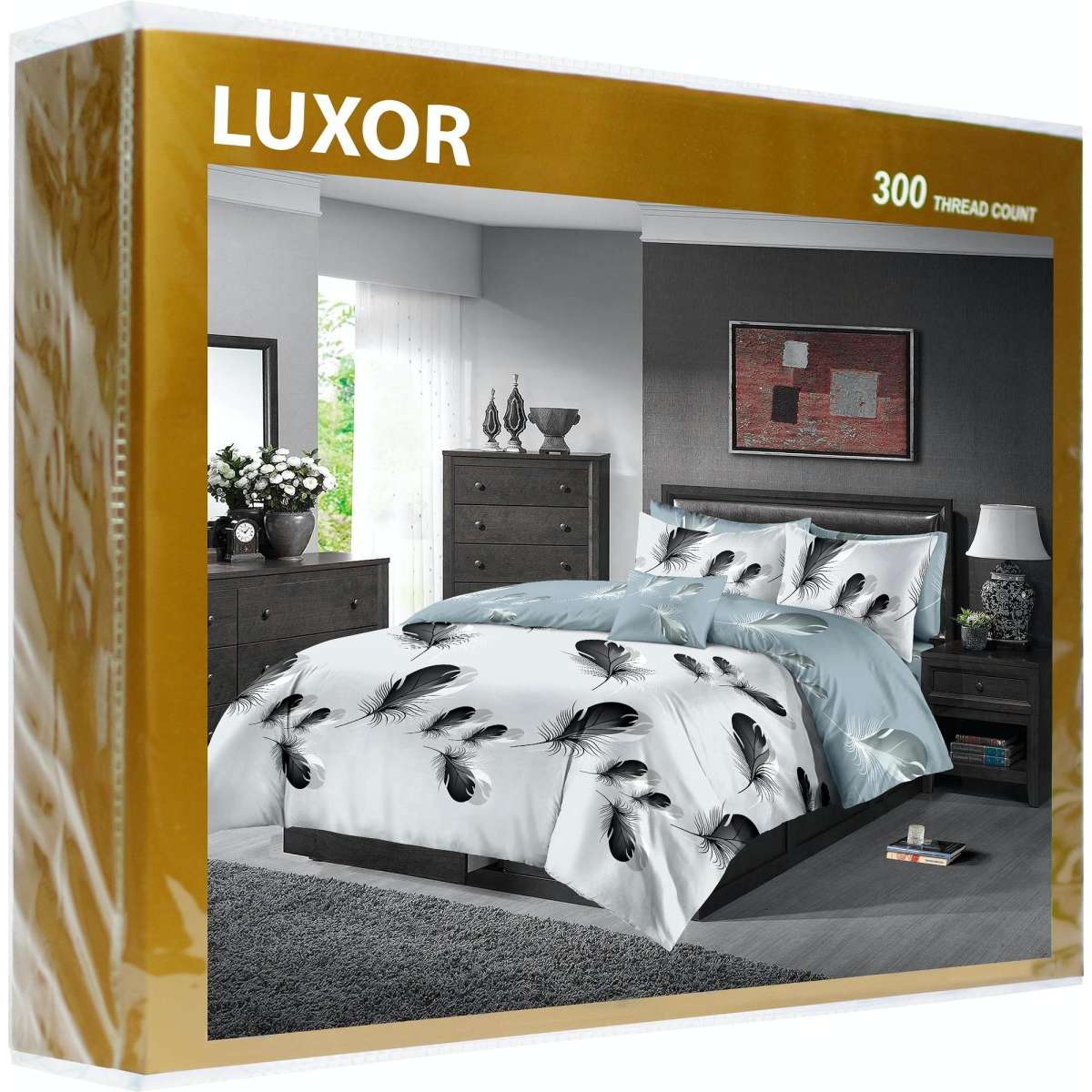 Luxor Cotton Twin Feathers Design Soft Quilt Duvet Doona Cover Set