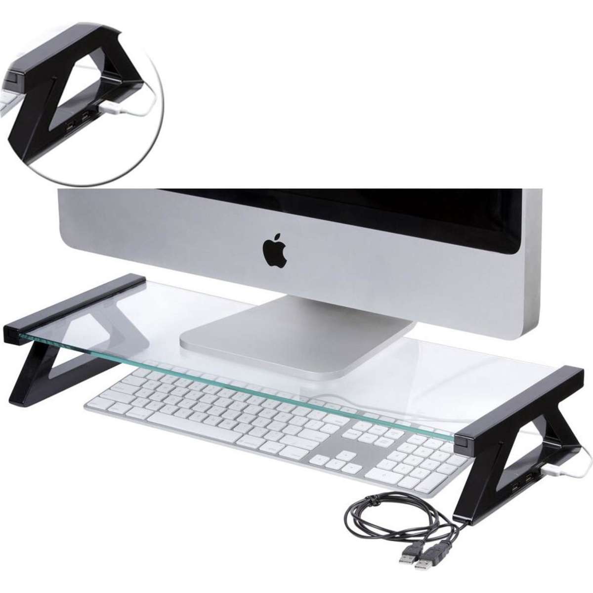 Esselte Glass Monitor Stand w/ USB Hub 57cm Woolworths