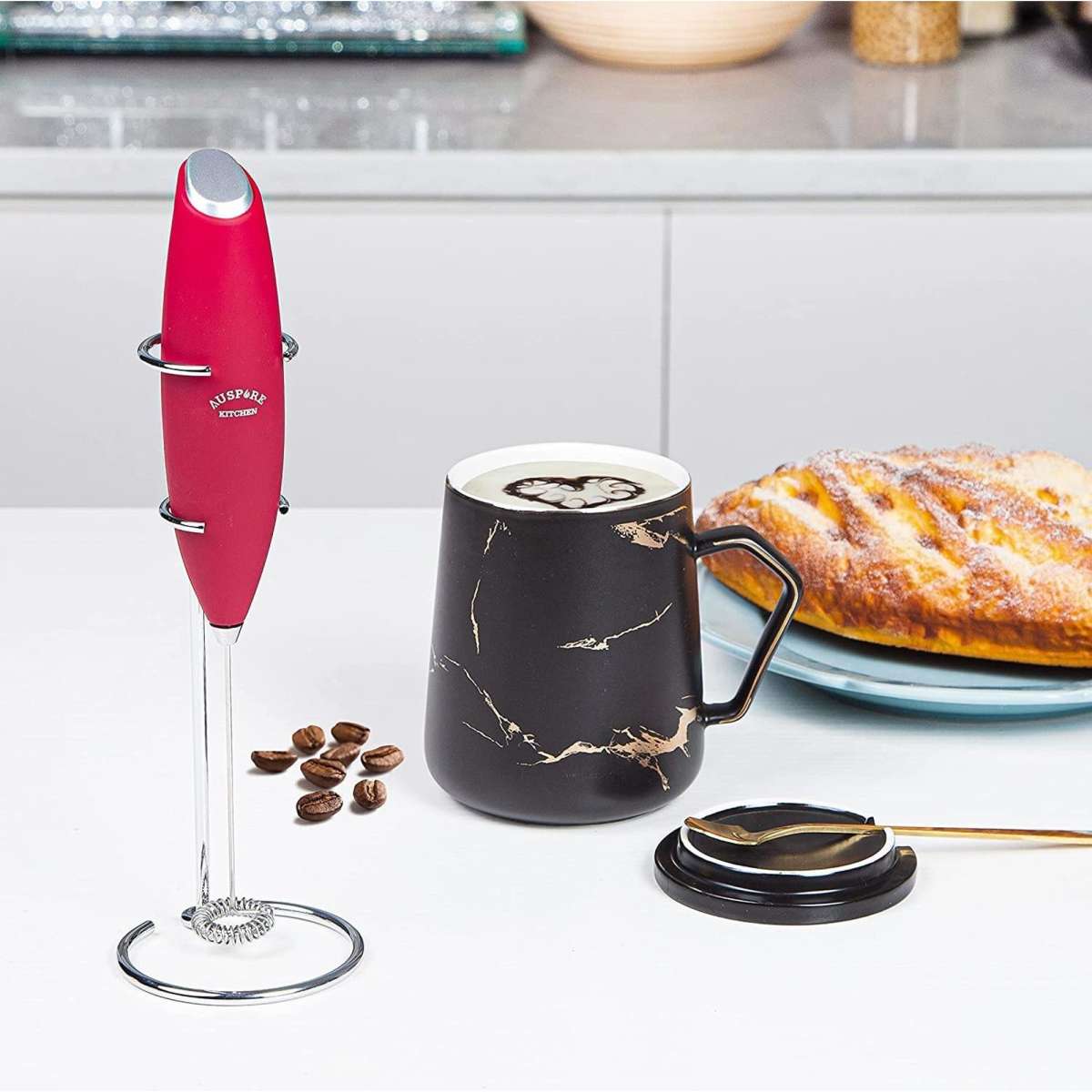 Auspure Milk Frother Handheld Electric BatteryOperated Milkpure100