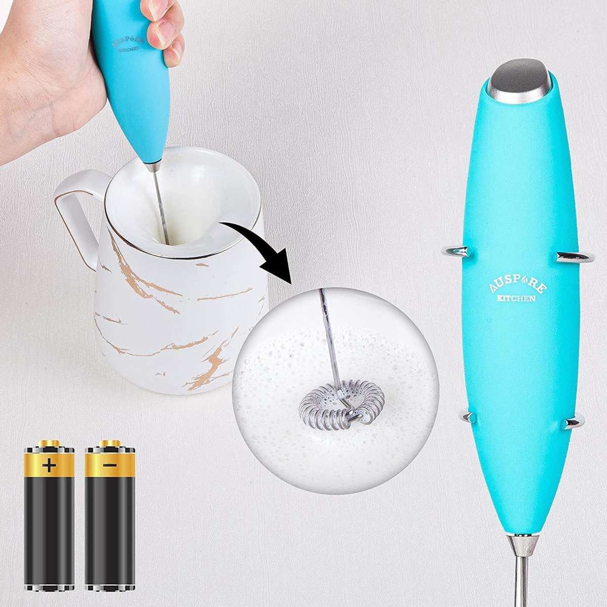 Auspure Milk Frother Handheld Electric BatteryOperated Milkpure100