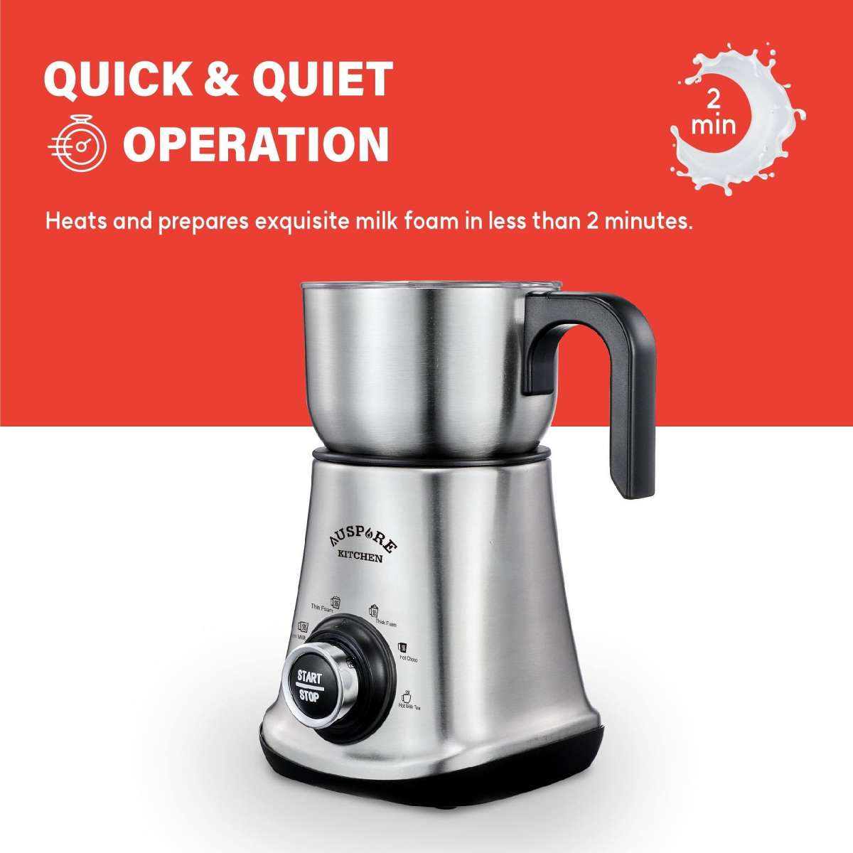 Auspure Milk Frother Advanced Cafe, Hot and Cold Milk Foam Ausfroth06