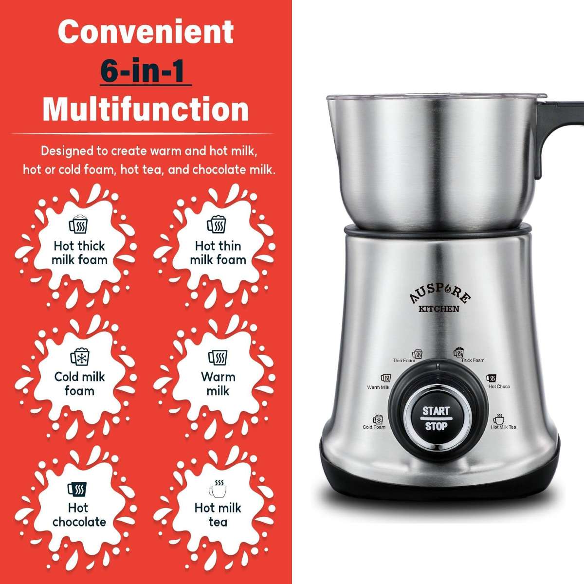 Auspure Milk Frother Advanced Cafe, Hot and Cold Milk Foam Ausfroth06