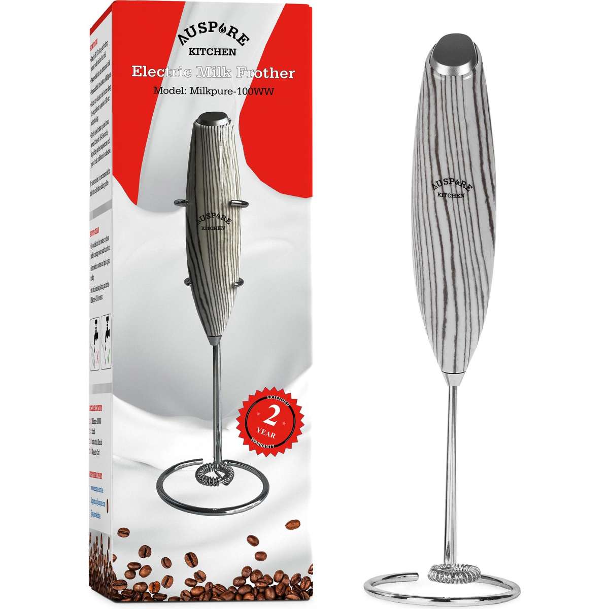 Auspure Milk Frother Handheld Electric BatteryOperated Milkpure100