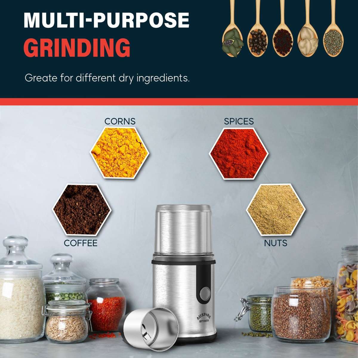 Auspure Electric Coffee and Spice Grinder E09 Woolworths