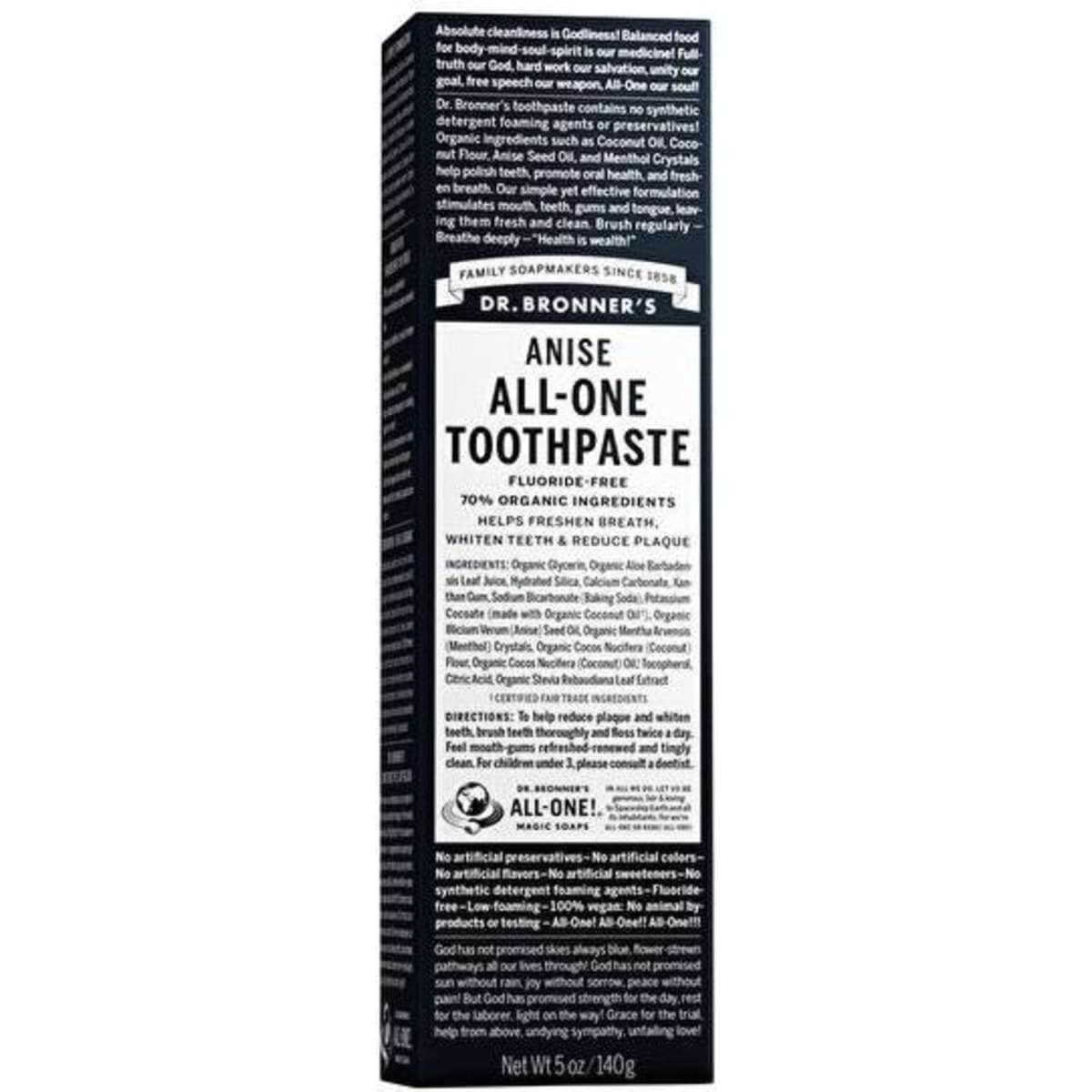 Dr. Bronner's Toothpaste (AllOne) Anise 140g Woolworths