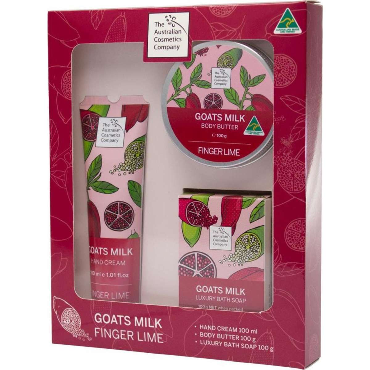 The Australian Cosmetics Company Gift Set Finger Lime Hand Cream, Soap