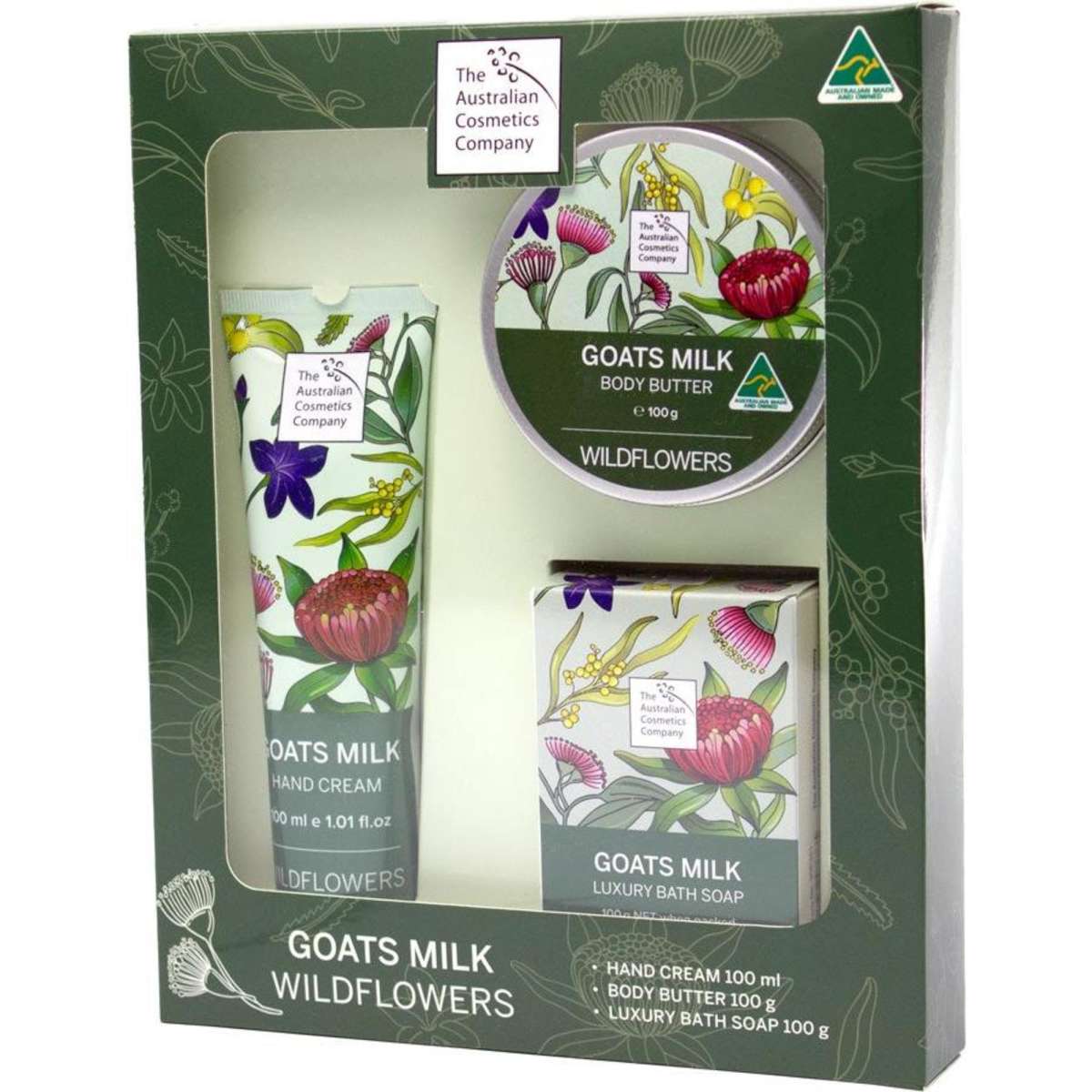 The Australian Cosmetics Company Gift Set Wildflowers Hand Cream, Soap