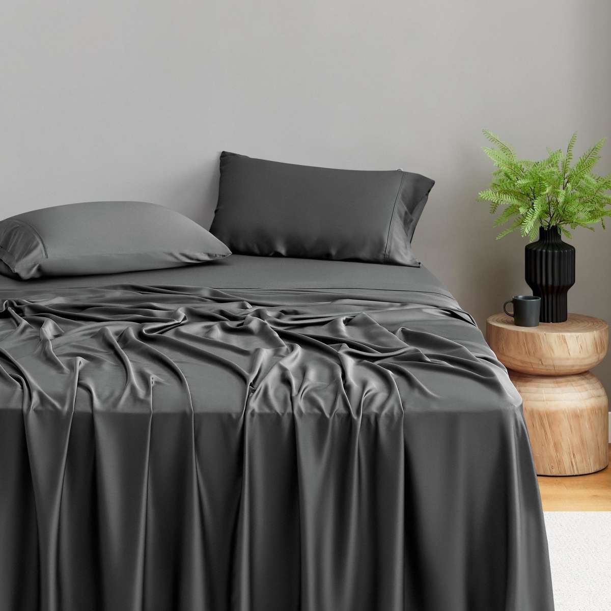 Natural Home Bamboo Sheet Set Charcoal King Single Bed | Woolworths