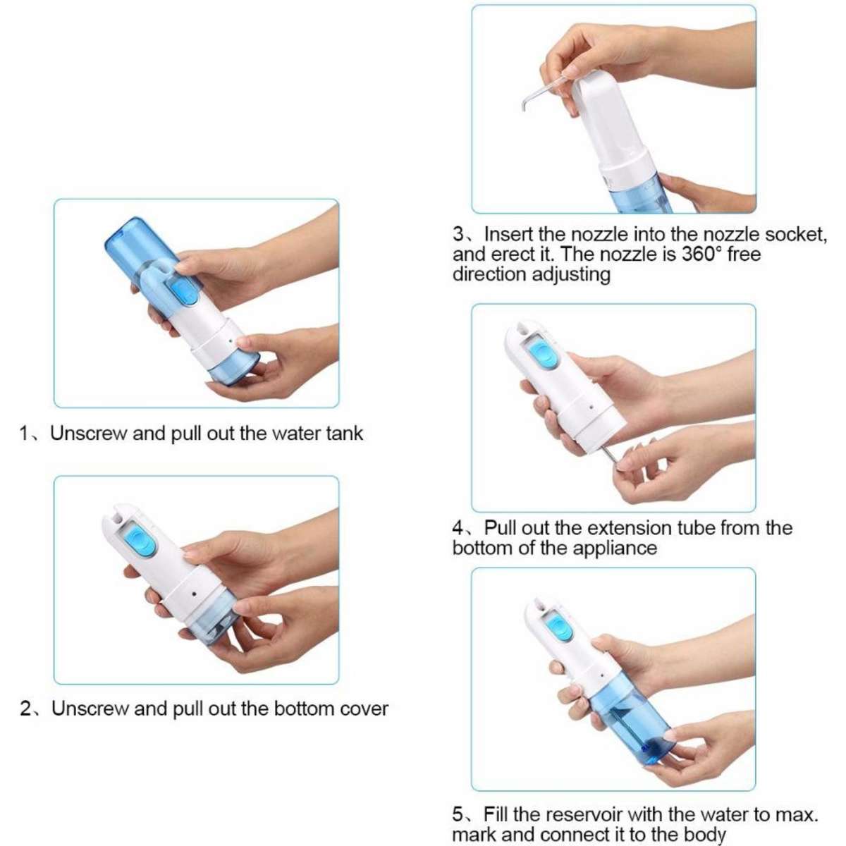 TODO Rechargeable Water Dental Jet Pick Flosser 90 Psi 1500Mah Travel