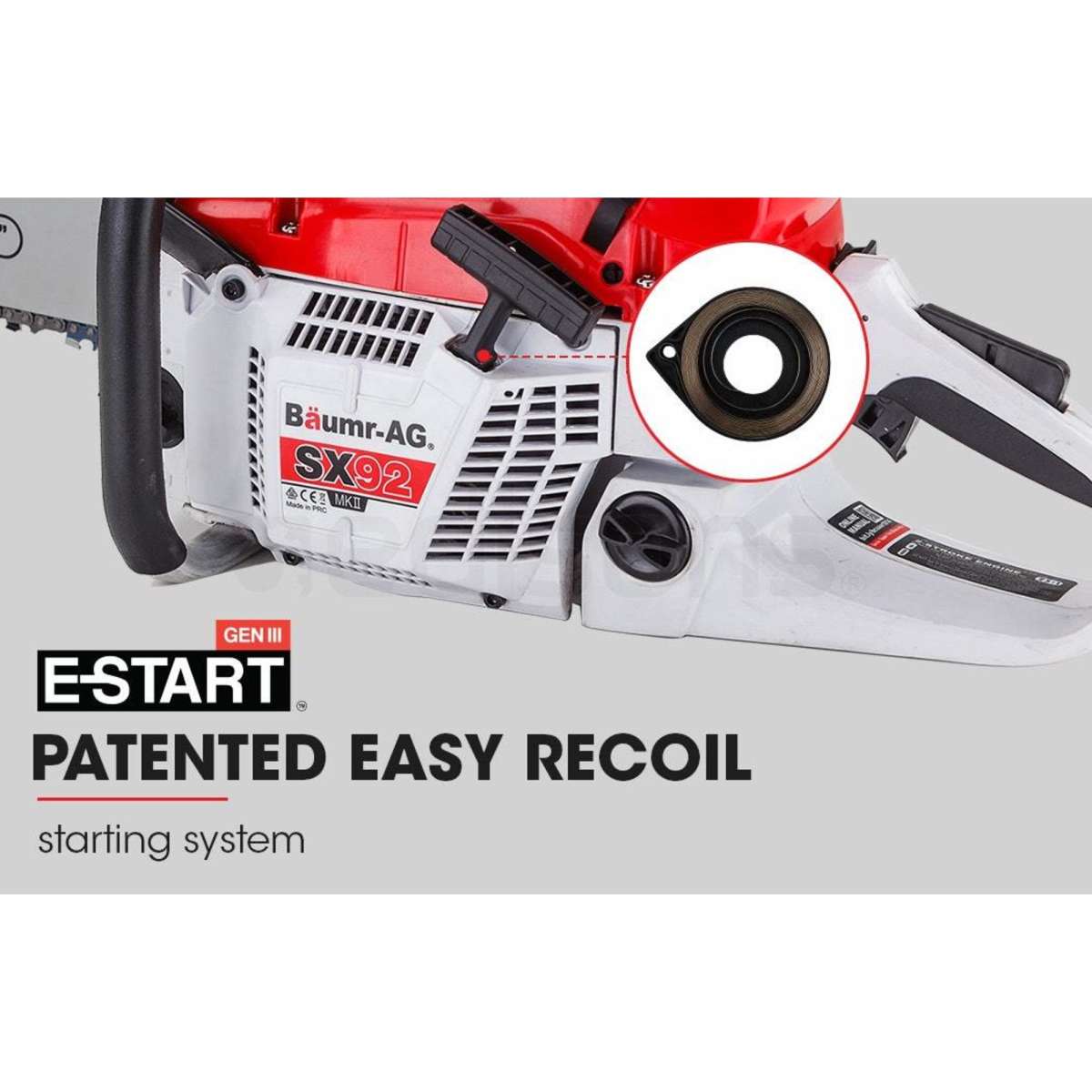 BaumrAG Petrol Commercial Chainsaw 24 Inch Bar EStart Chain Saw Top