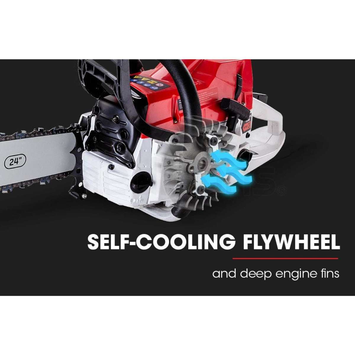 BaumrAG Petrol Commercial Chainsaw 24 Inch Bar EStart Chain Saw Top